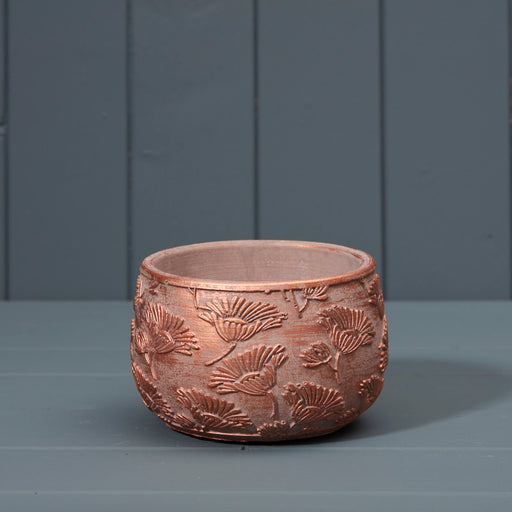 Textured Copper Cement Planter x H13.5cm