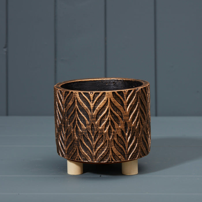 Gold Cement Planter 11 x 12cm