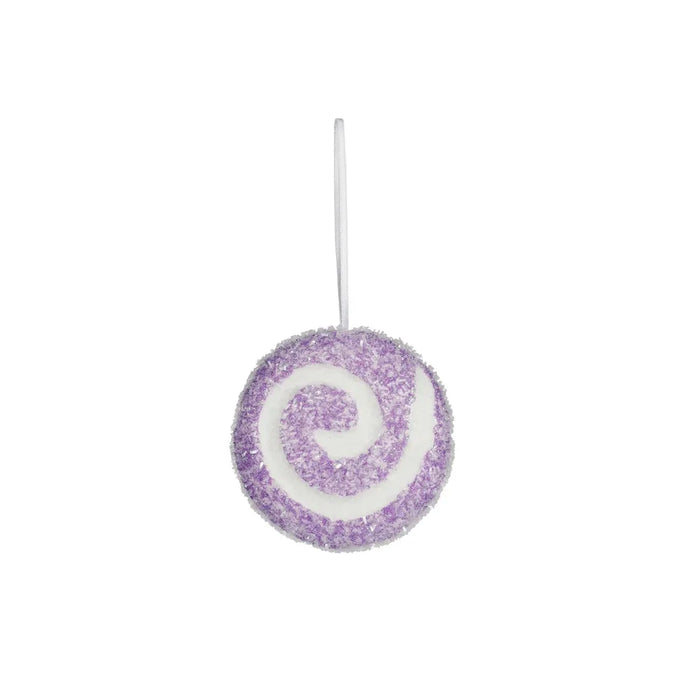 Candy Cane Disc with Swirl Hanging Decoration - Purple - D10cm
