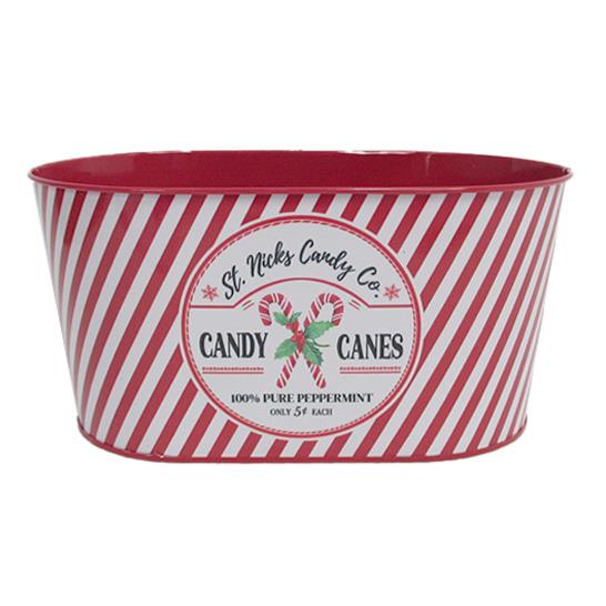 Candy Cane Tin Trough 22.5 x 13.5cm
