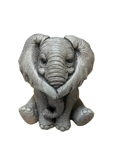 Cement Garden Ornament Elephant x H11cm - Hear No Evil Design