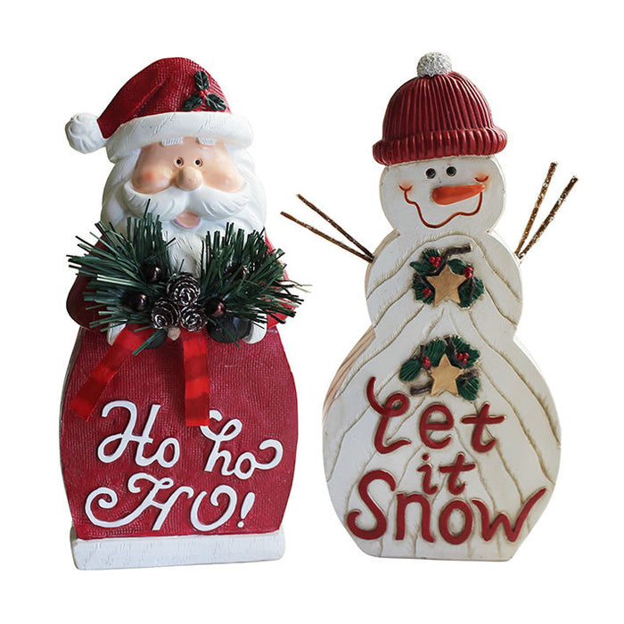 Christmas Wooden Ornament - One Selected at Random - Santa or Snowman