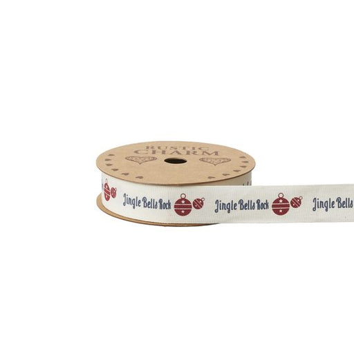 Christmas Printed Ribbon - 25mm x 10m - Jingle Bells