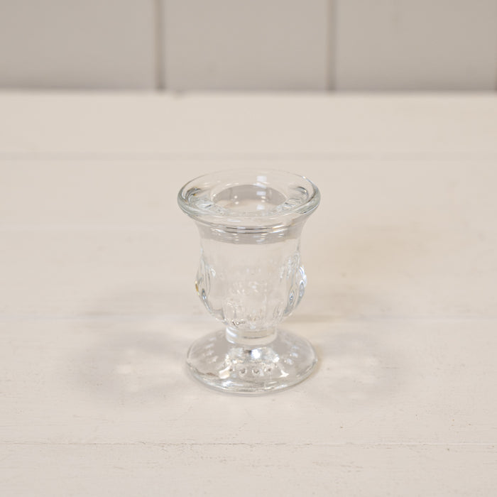 Clear Glass Candle Stick Holder Height 6.4cm