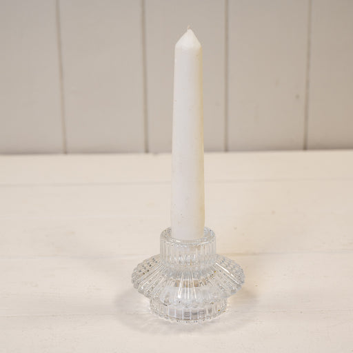 Clear Glass Two Way Candle Holder x H5.8cm