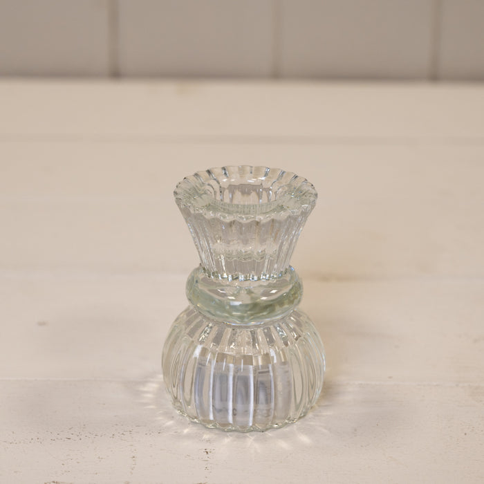 Clear Glass Two Way Candle Holder x H7.8cm