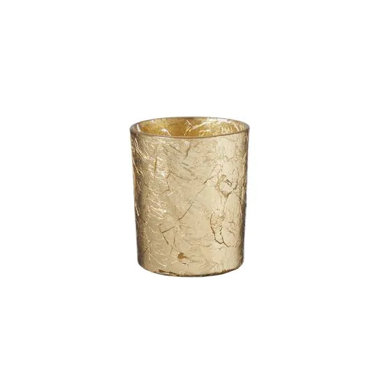 Crackle Votive - Metallic Gold Glass- H8 x D7cm