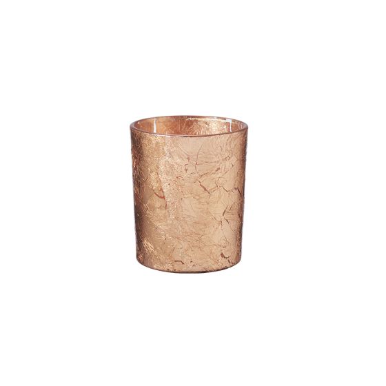 Crackle Votive - Metallic Rose Gold Glass- H8 x D7cm