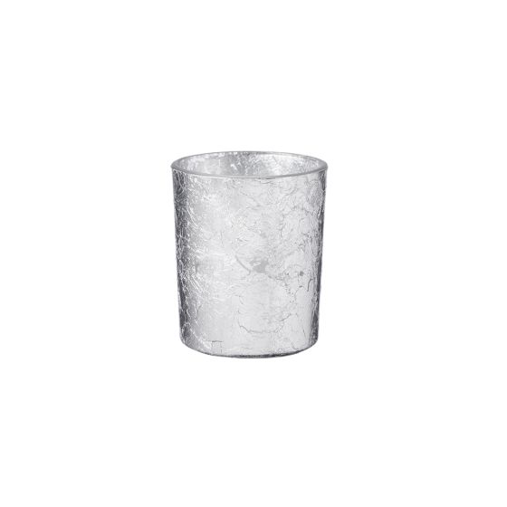 Crackle Votive - Metallic Silver Glass - H8 x D7cm