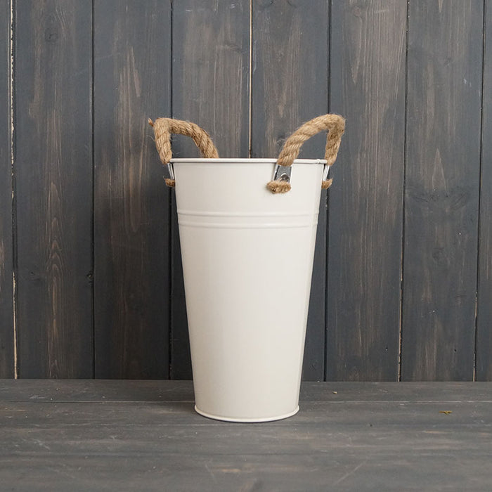 Cream Metal Flower Bucket - H 25cm