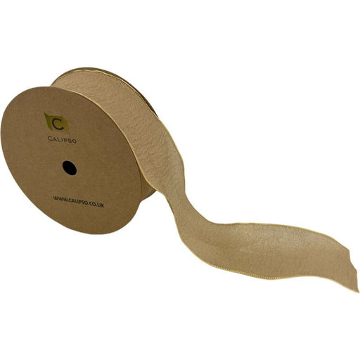 Crushed Silk Style Ribbon 40mm x 10yds - Coffee