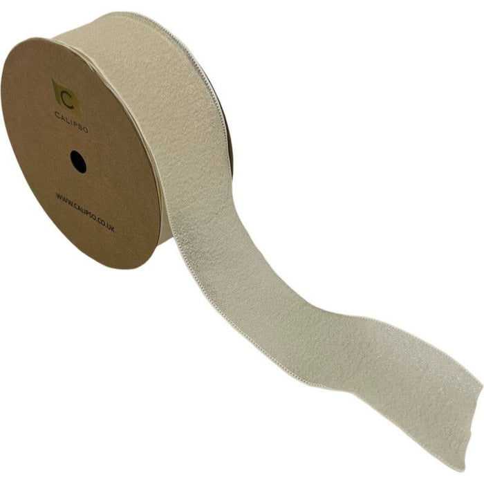 Crushed Silk Style Ribbon 40mm x 10yds - Ivory