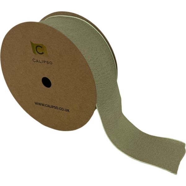 Crushed Silk Style Ribbon 40mm x 10yds - Sage Green