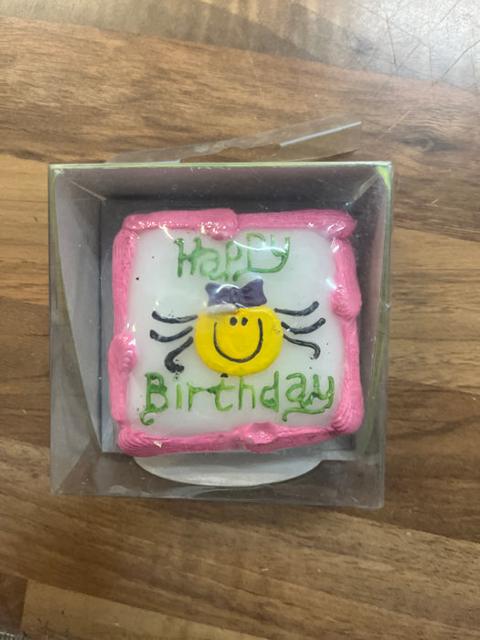 6cm reduced cake candle happy birthday spider image