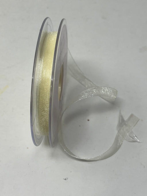 10mm x25m Organza Ribbon  - Pale Lemon