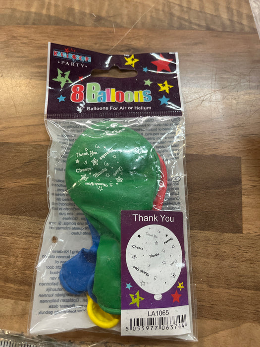 8 latex balloons -thank you
