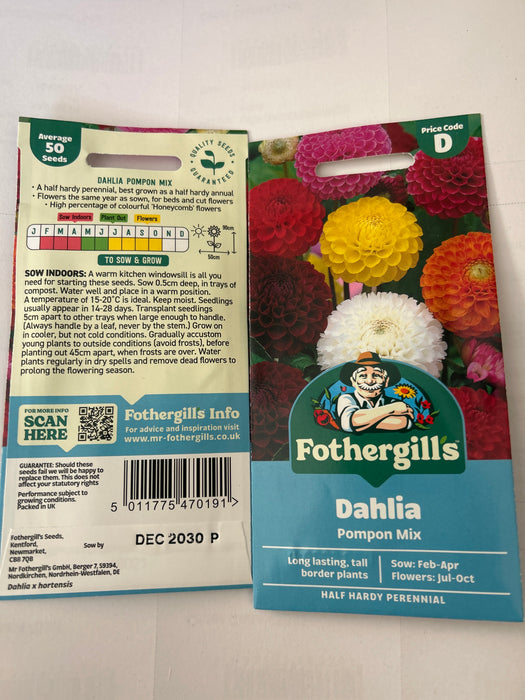 DAHLIA Pompon Mixed Seeds