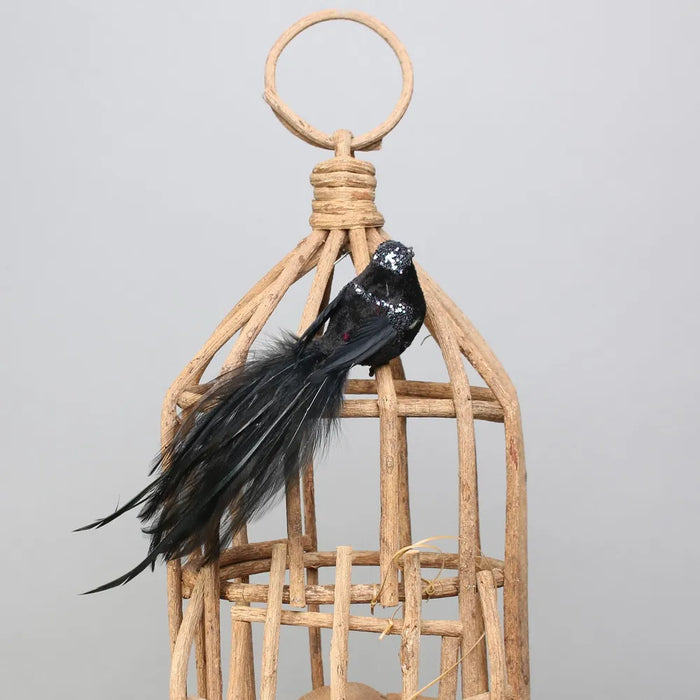 Decorative Princess Bird with a Clip 6 x 20cm - Black