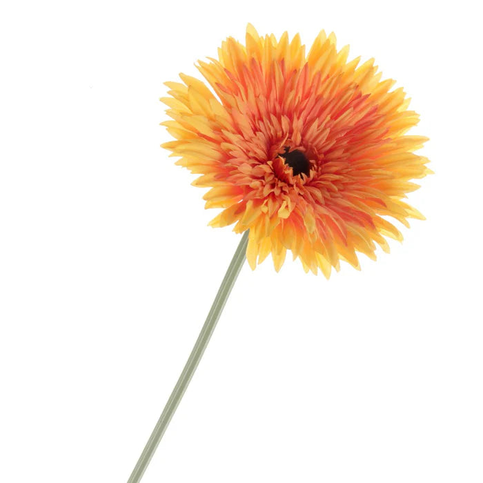 Double Petal Gerbera Flower Stem - Orange x 76cm long     