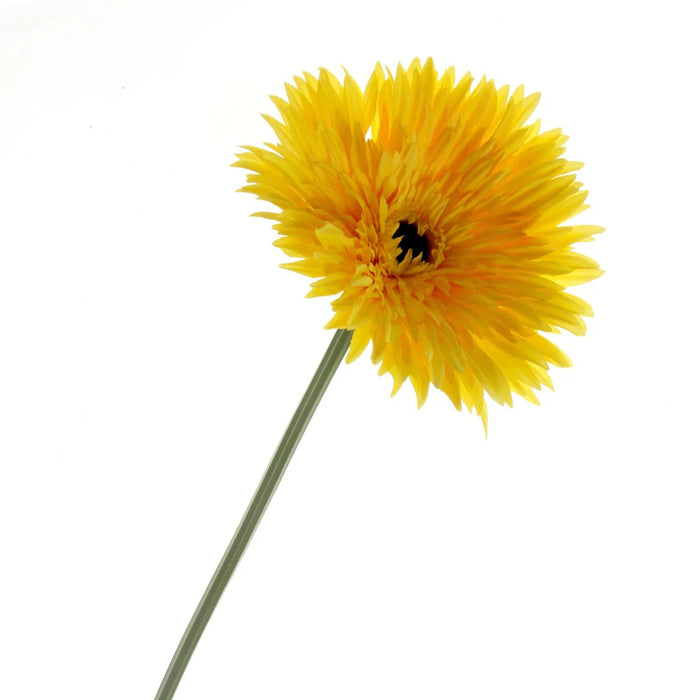Double Petal Gerbera Flower Stem - Yellow x 76cm long