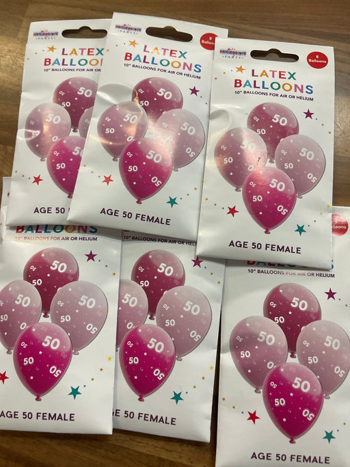 Joblot 48 latex balloons - Age 50 Pink + Lilac