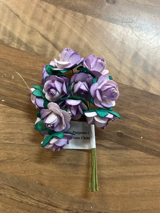 Paper Rose -14mm Heads - 12 Stems - Lavender lilac