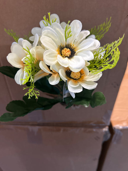 7 Head Anemone & Foliage Bush  x 28cm - Cream