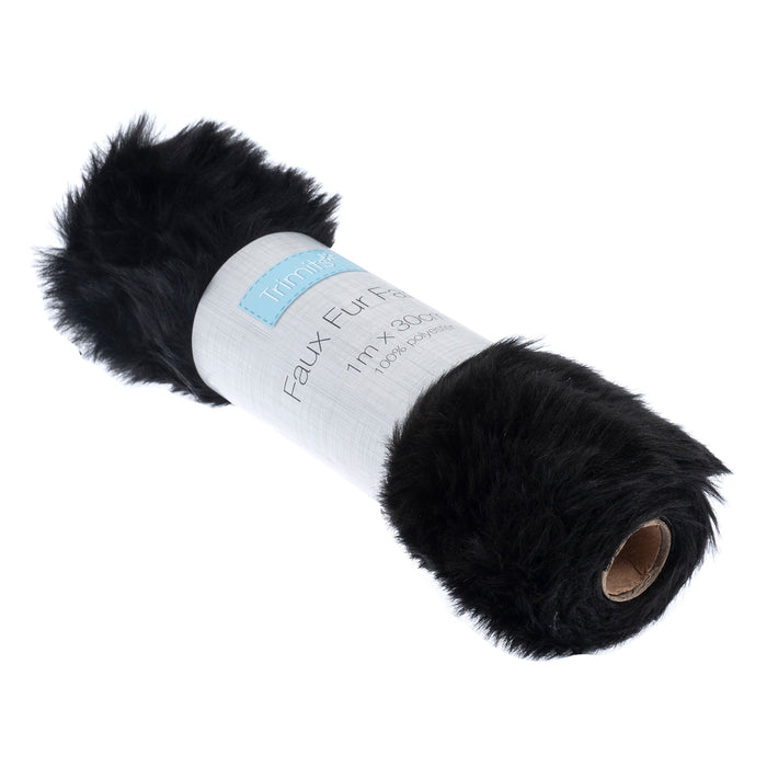 Faux Fur Roll 1m x 30cm Black