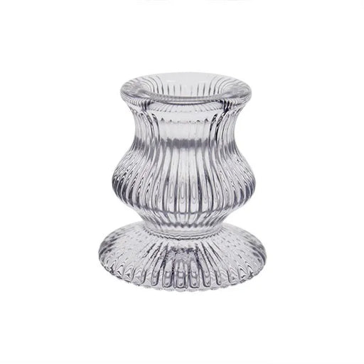 Eliza Glass Taper Candle Holder - Clear -  H 6cm x Width 5.5cm