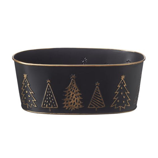 Embossed Christmas Tree Tinware - Black Trough