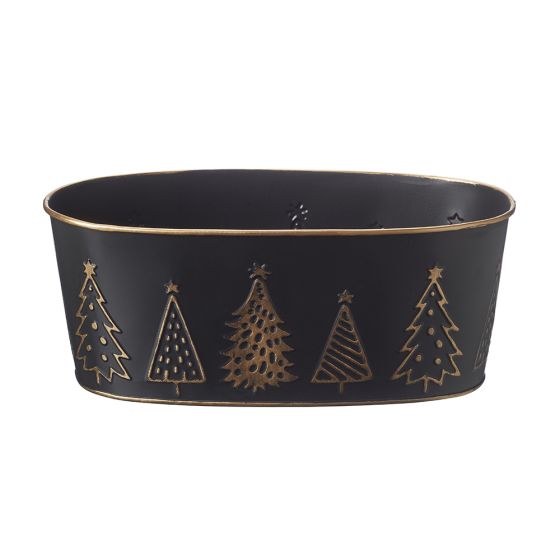Embossed Christmas Tree Tinware - Black Trough