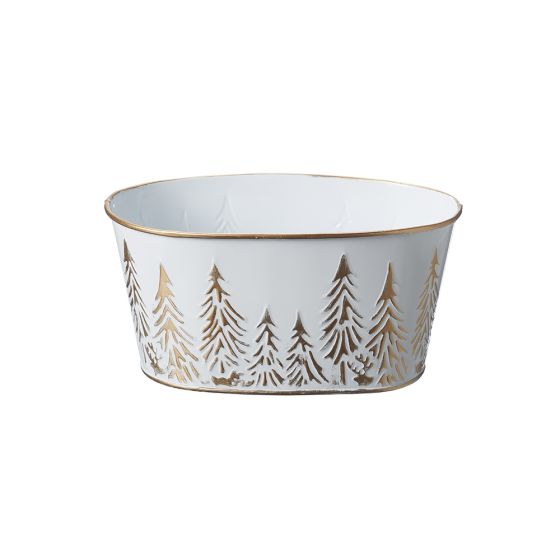 Embossed Forest Tinware - White Trough - H8.5cm
