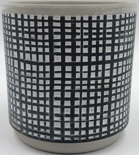 Etched Ceramic Pot Stylish Houseplant Decorative 