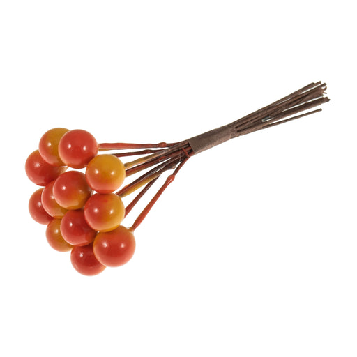 12 Small 1.5cm Orange Berries on Wire
