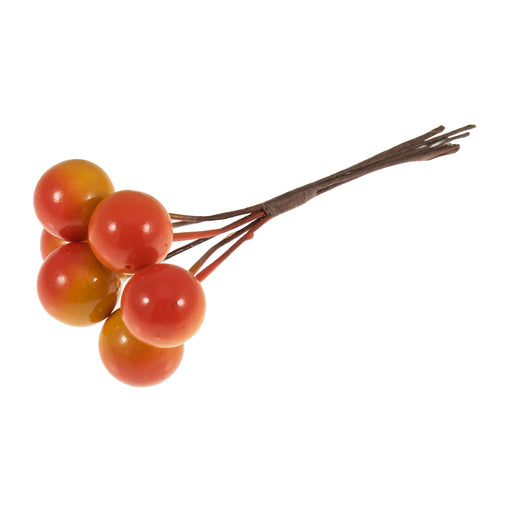 6 Medium 1.5cm Orange Berries on Wire