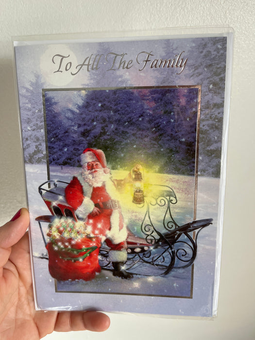 7x5" Christmas Card - To All the Family - Santa Image