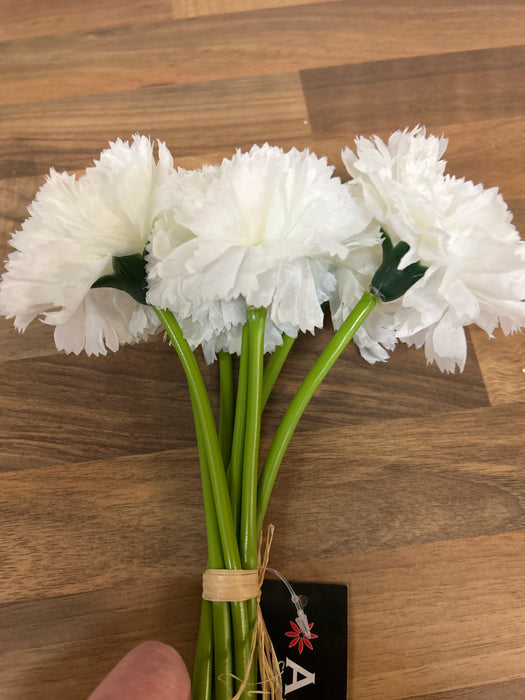 8 Head Carnation Flower Bush - Ivory