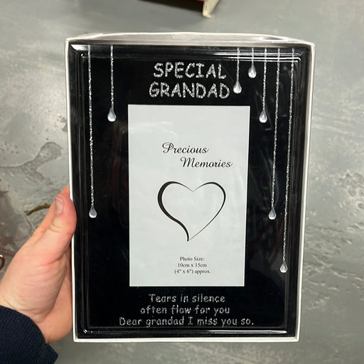 Grandad Teardrop Memorial Glass Photo Frame.