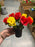 Pre-filled Rose  Grave Pot - Orange & Yellow