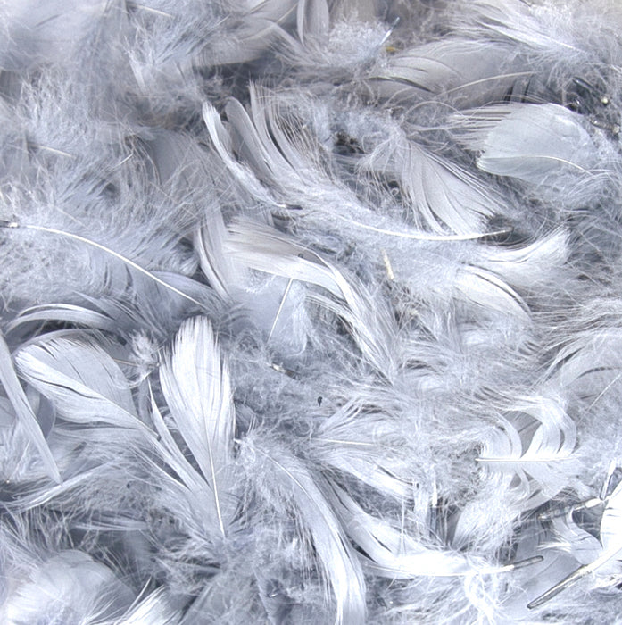 Feathers Mixed Sizes - 3-5inch - 50g Bag - Silver
