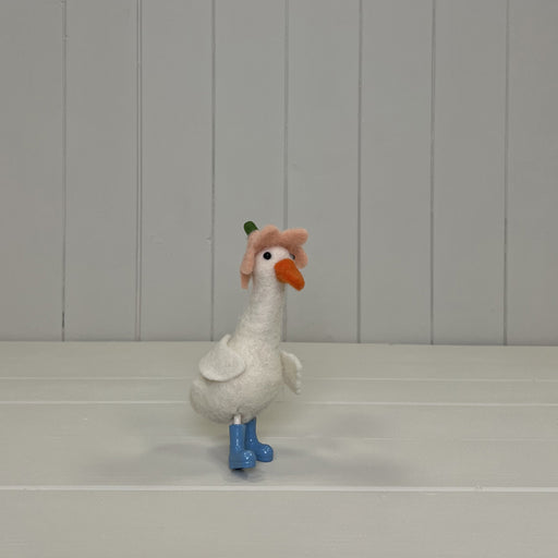 Felt Duck with Flower Hat - H15cm