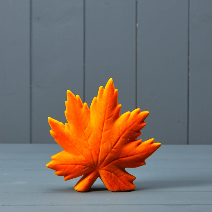 Flocked Ceramic Maple Leaf - Orange