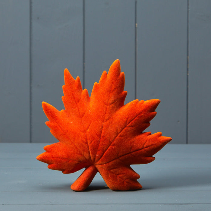 Flocked Ceramic Maple Leaf - Red