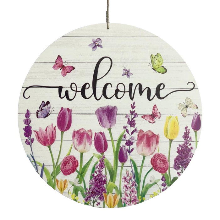 Floral Butterfly & Tulip Welcome Sign x 29cm