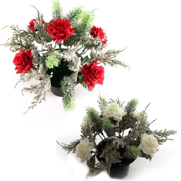 Frosted Rose Grave Pot  - One Selected at Random