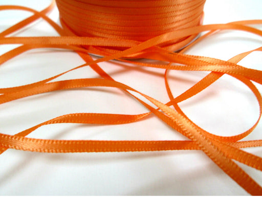 3mm x 50m Double Faced Satin Ribbon Roll - Orange