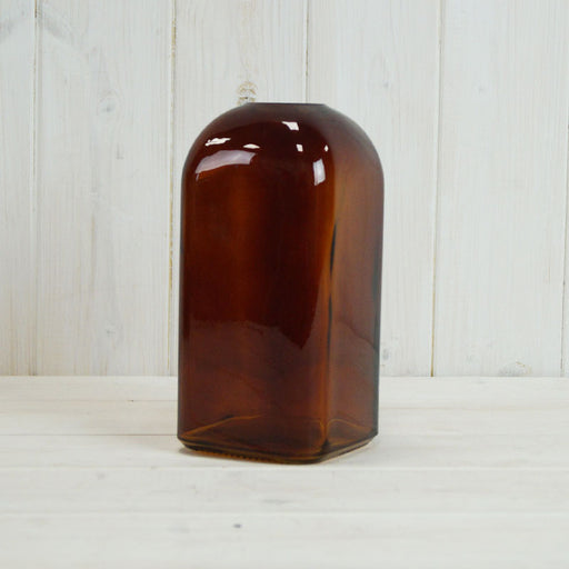 Burnt Amber Square Bottle Vase x H17.8cm