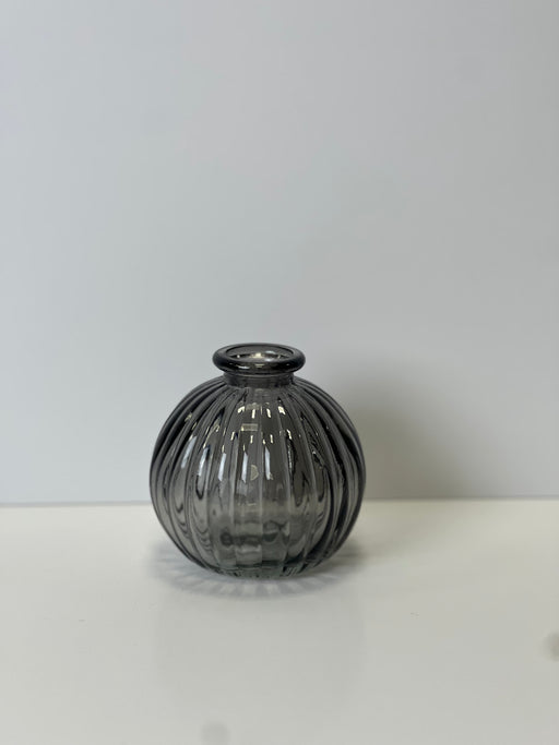 Grey Round Glass Bottle Vase - H8.4cm D8.3cm