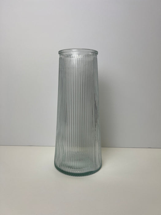 Tall Ribbed Glass Vase H22.5cm x D10cm - Clear