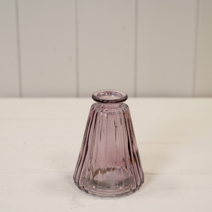 9.9cm Amethyst Ribbed Glass Bottle